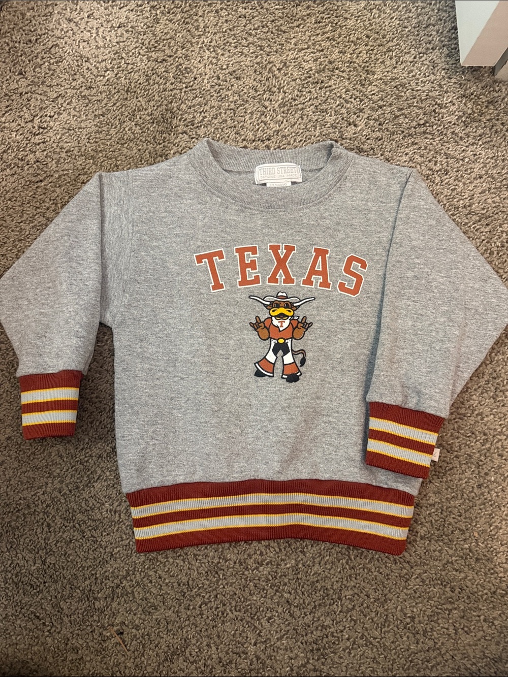 Wild Street Kids Grey 'Texas' Crewneck Sweatshirt with Orange Accents